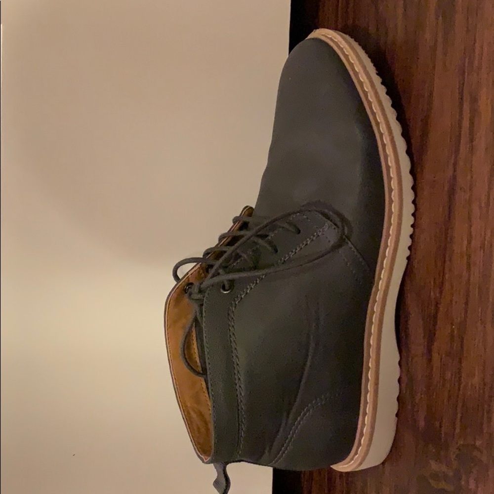 Gray leather dress shoes